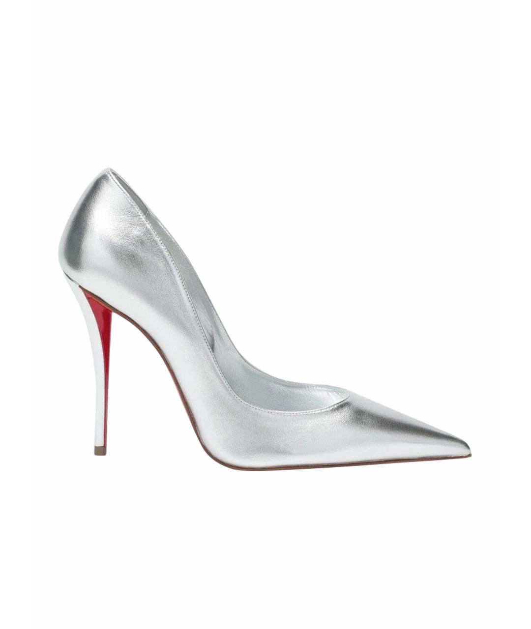 CHRISTIAN LOUBOUTIN Серебряные кожаные туфли, фото 1