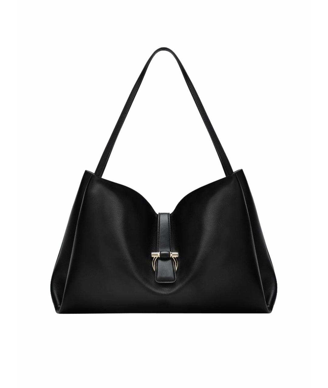 FERRAGAMO Черная кожаная сумка тоут, фото 1