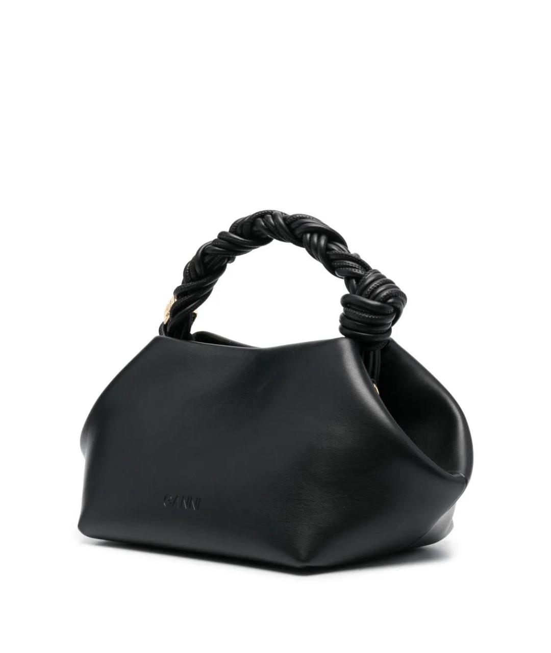 GANNI Черная кожаная сумка с короткими ручками, фото 4