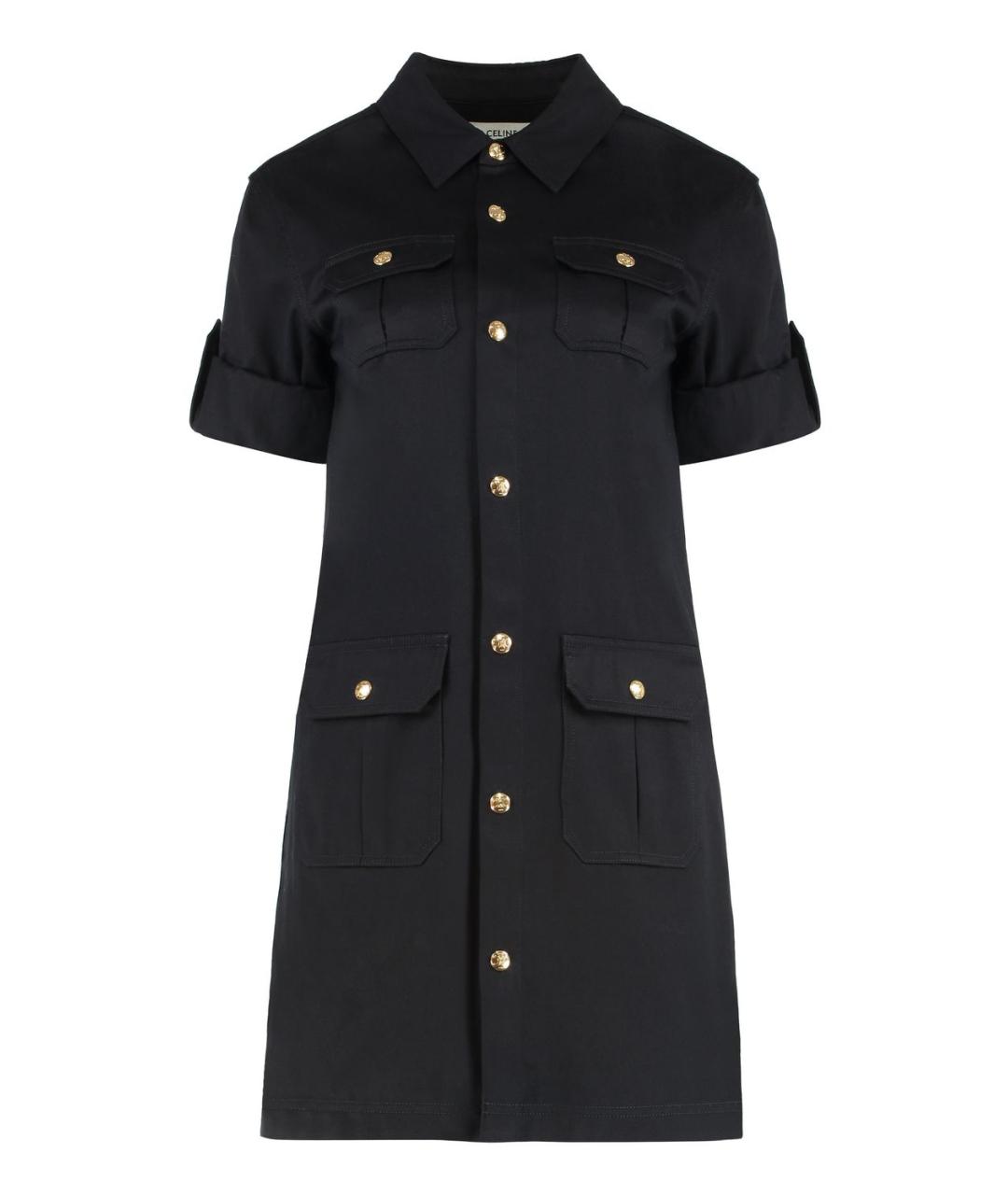 CELINE Черное хлопковое повседневное платье, фото 1