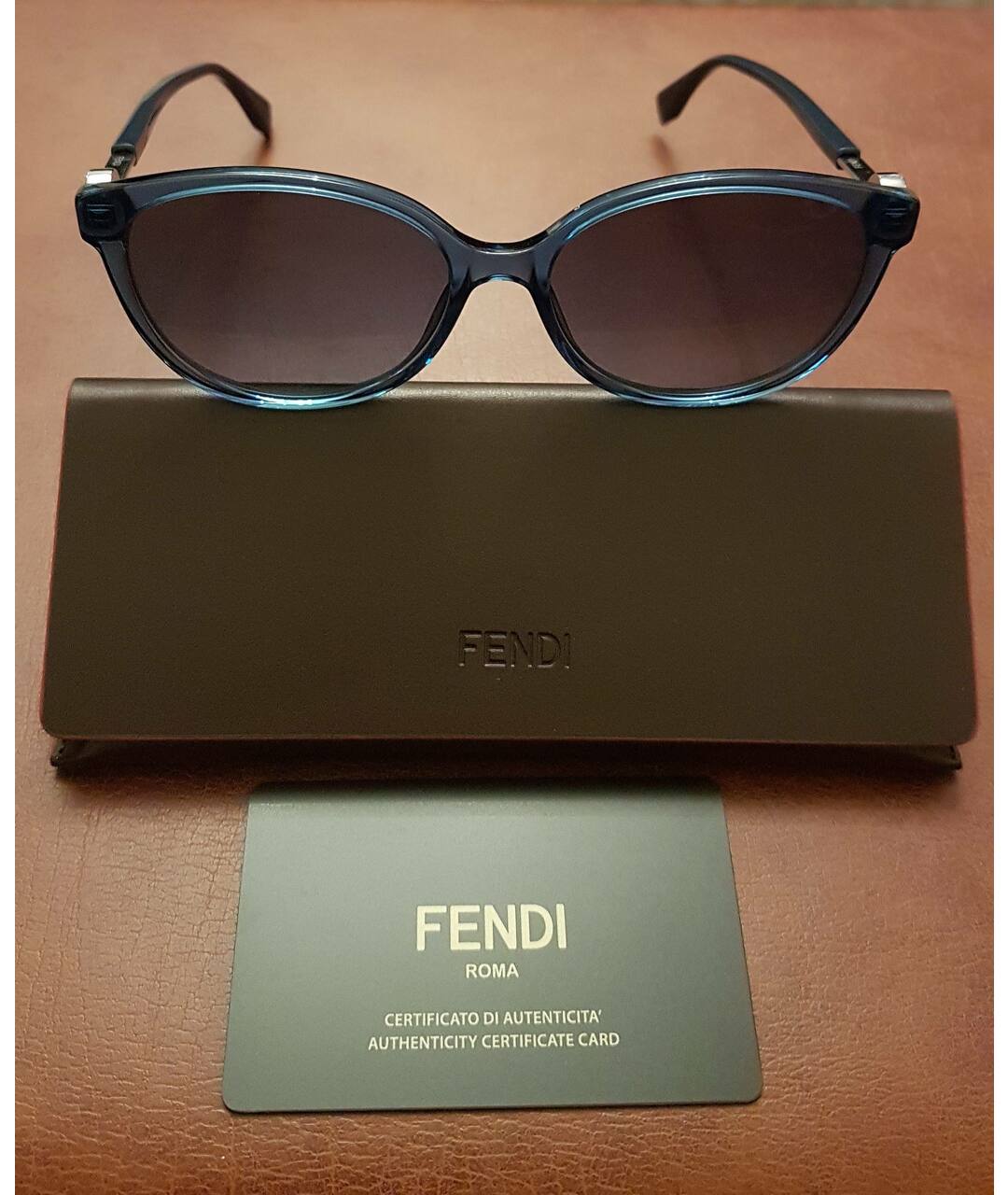 FENDI Синие металлические солнцезащитные очки, фото 2