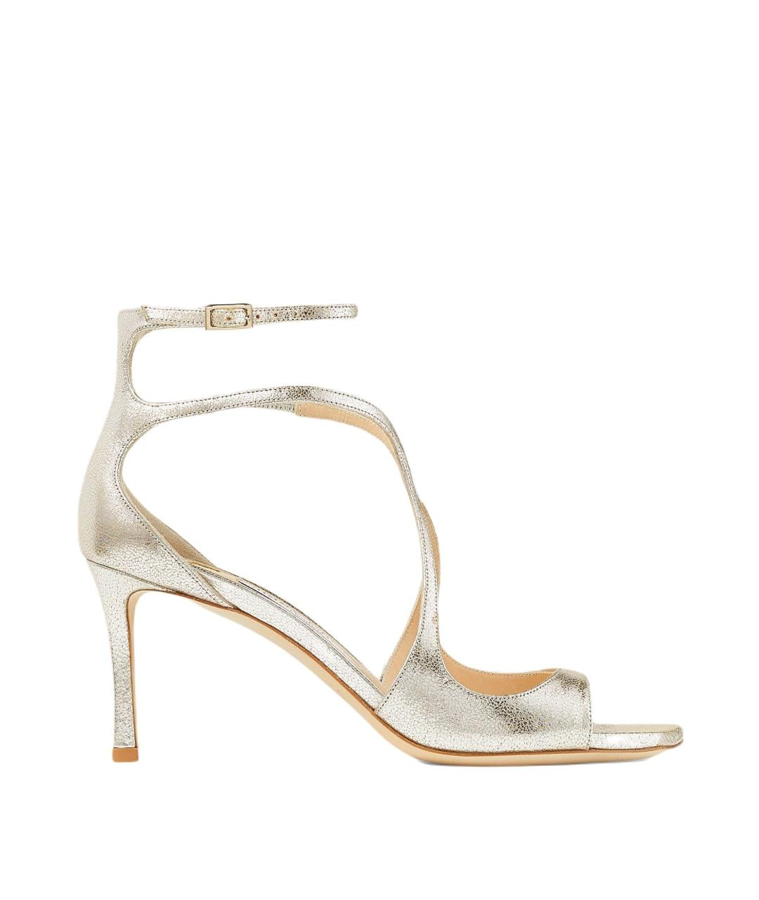 JIMMY CHOO Серебряные кожаные босоножки, фото 1