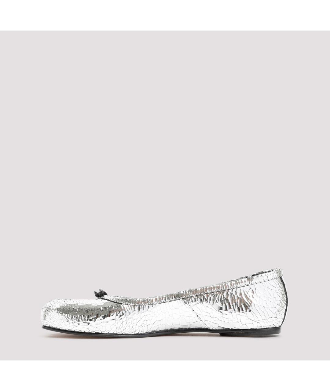 MAISON MARGIELA Серебряные кожаные балетки, фото 3