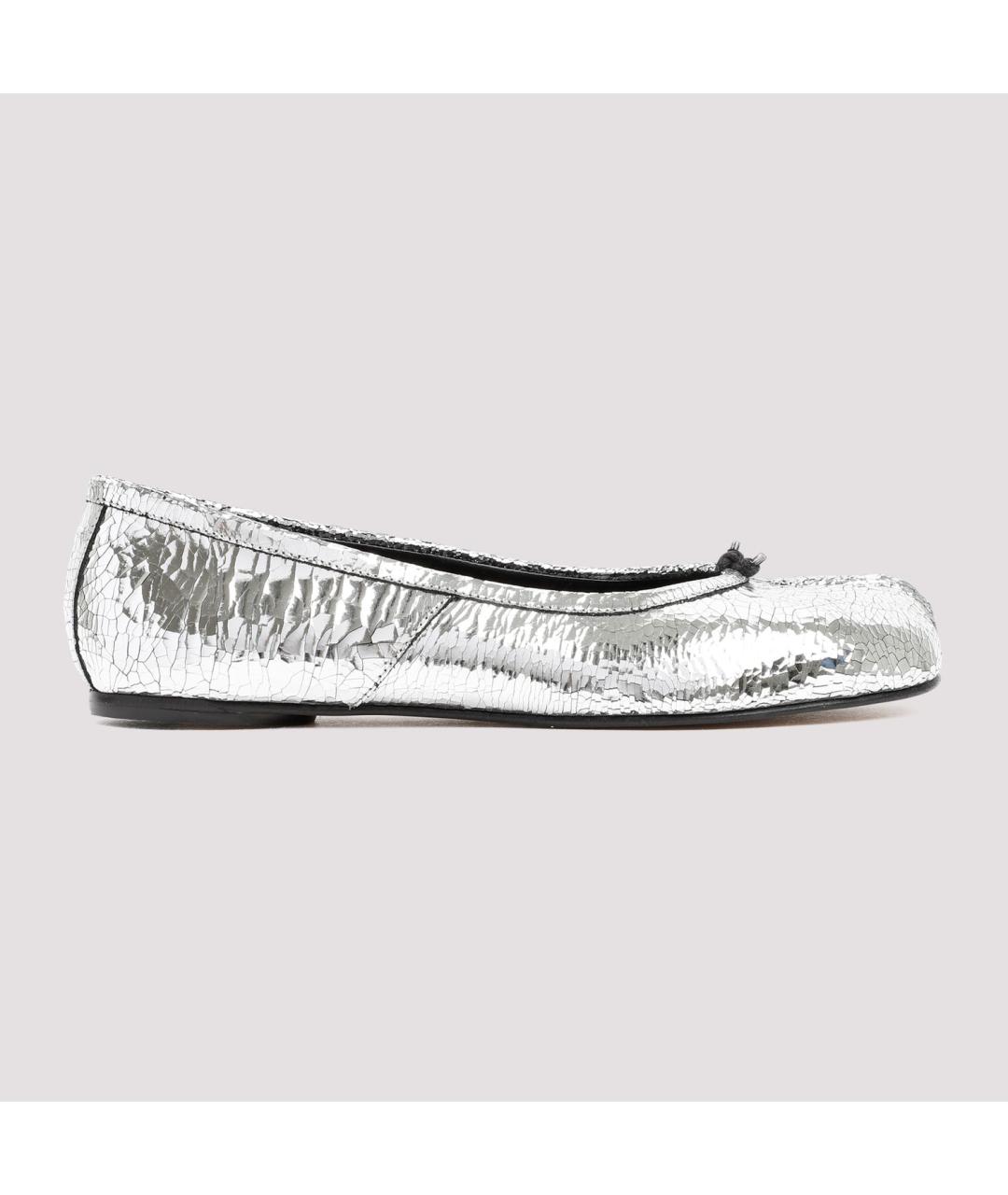 MAISON MARGIELA Серебряные кожаные балетки, фото 2