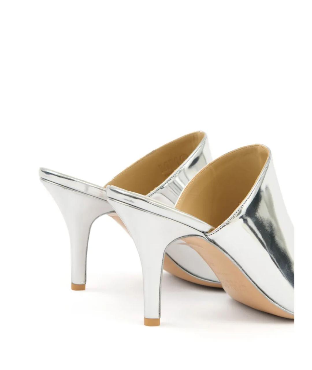 MM6 MAISON MARGIELA Серебряные кожаные мюли, фото 2