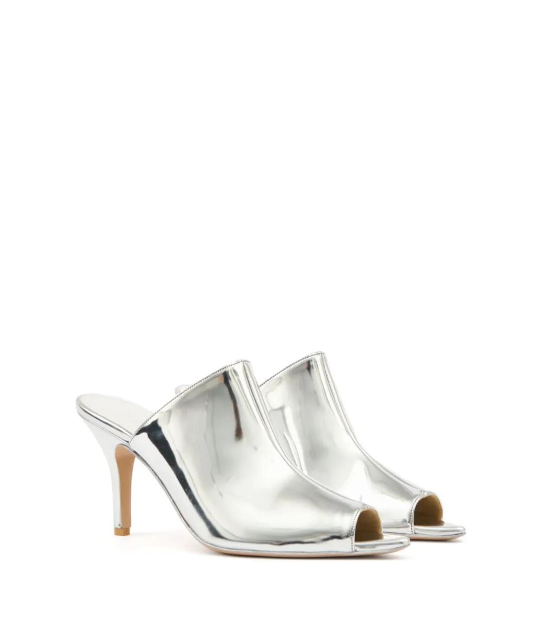 MM6 MAISON MARGIELA Серебряные кожаные мюли, фото 4