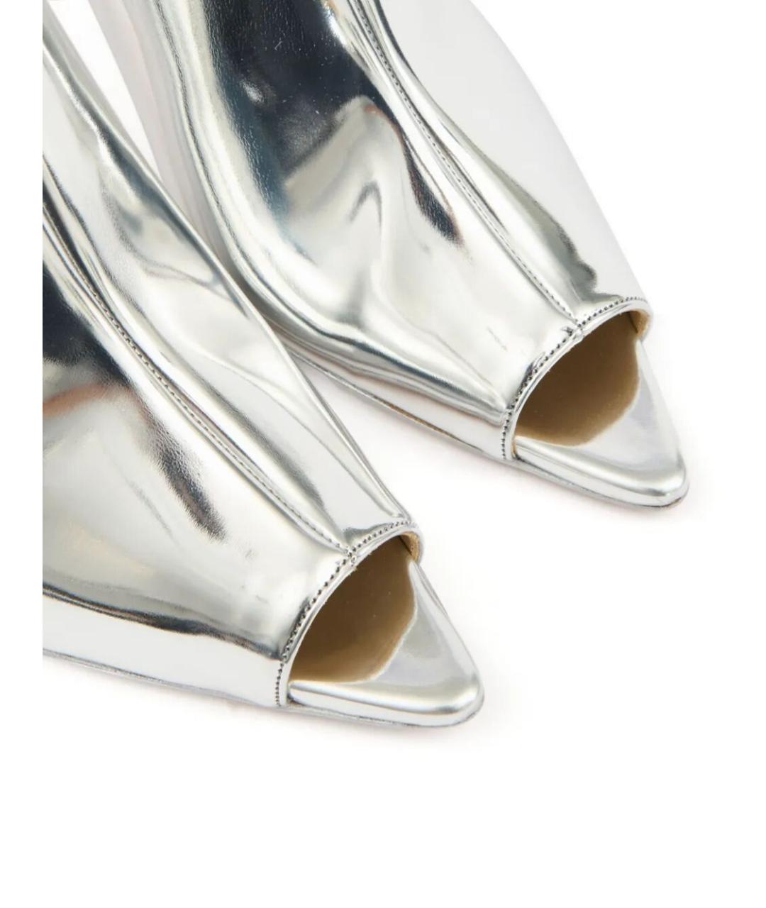 MM6 MAISON MARGIELA Серебряные кожаные мюли, фото 3