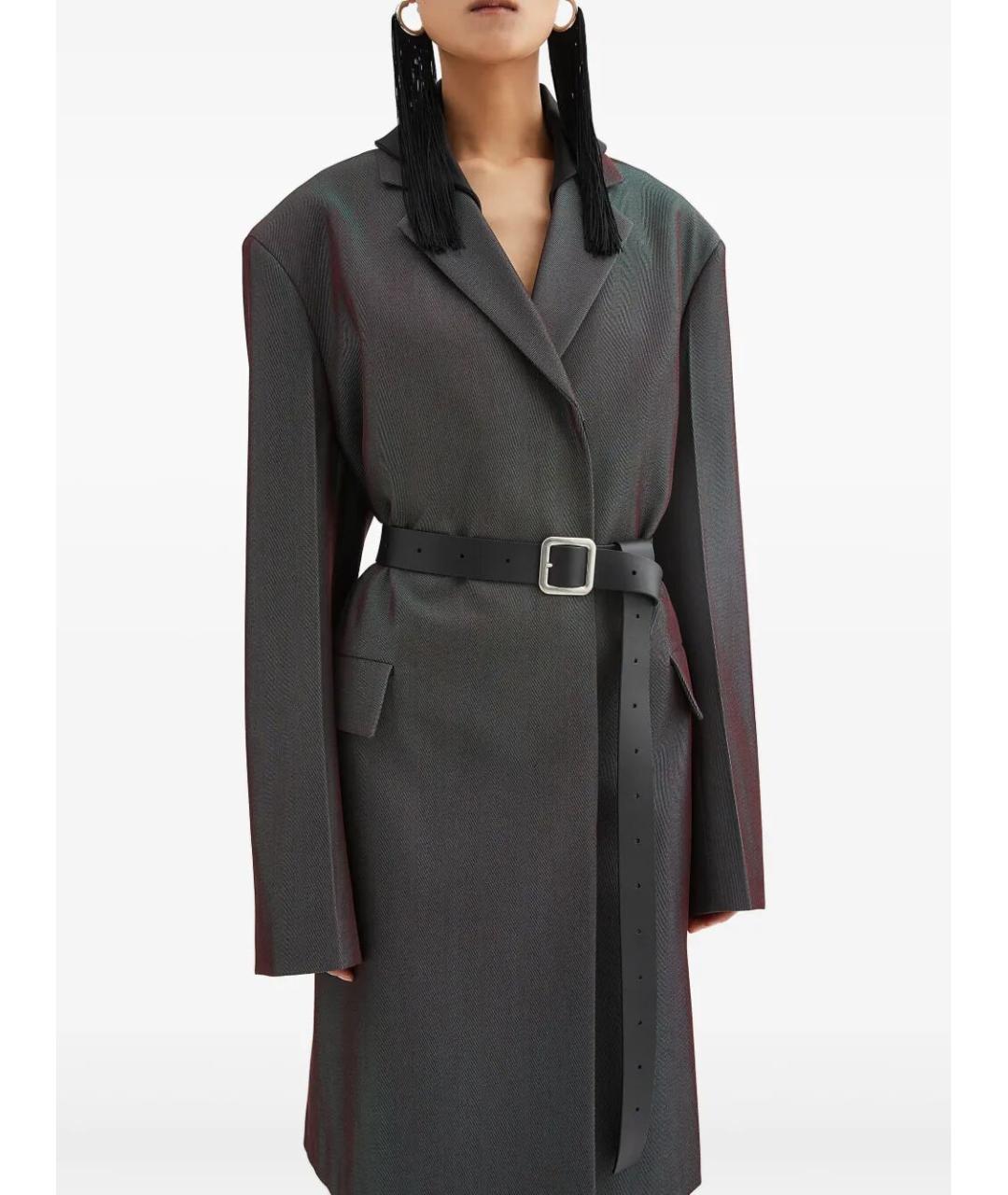 JIL SANDER Черный кожаный ремень, фото 3