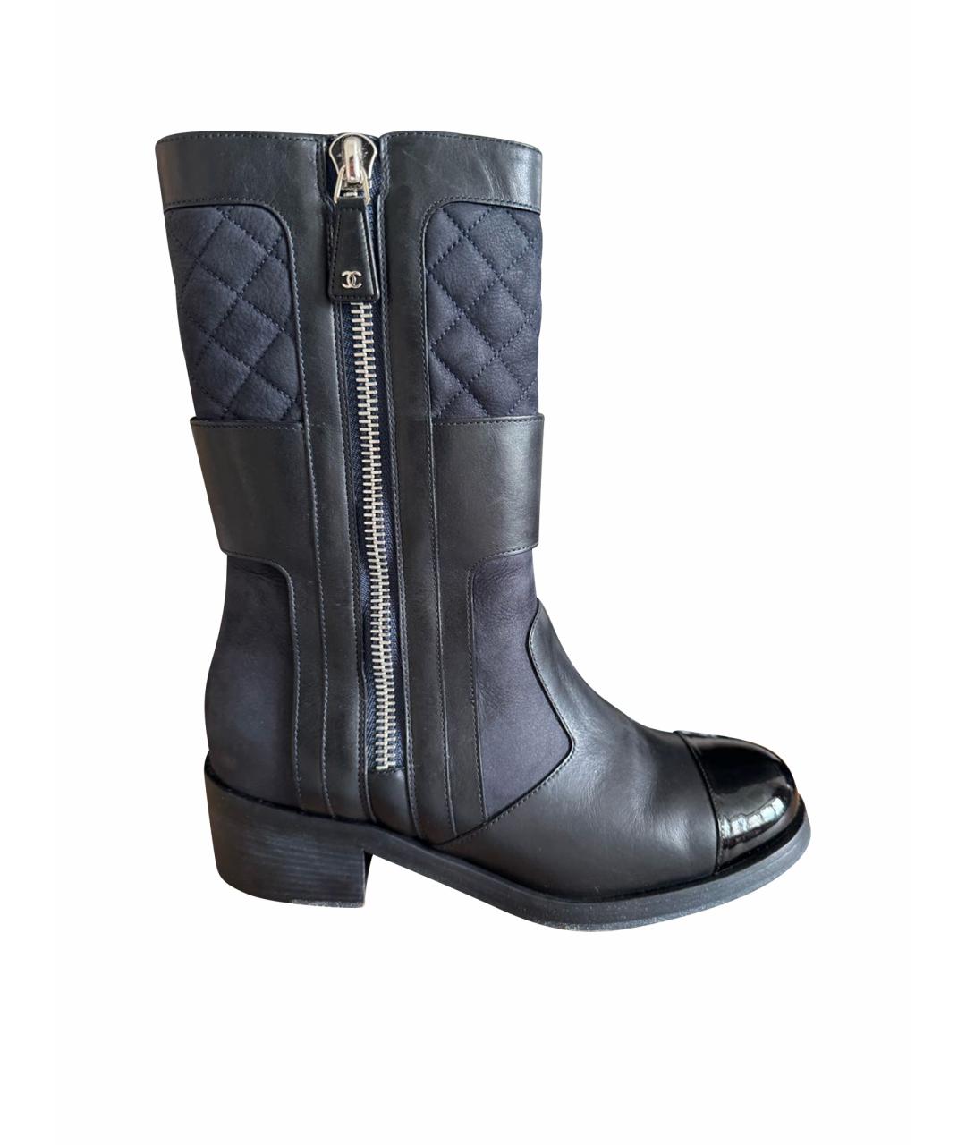 CHANEL Черные кожаные сапоги, фото 1
