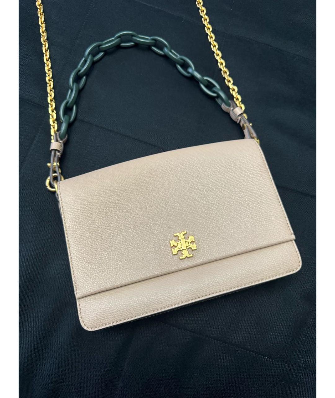 TORY BURCH Розовая кожаная сумка с короткими ручками, фото 2