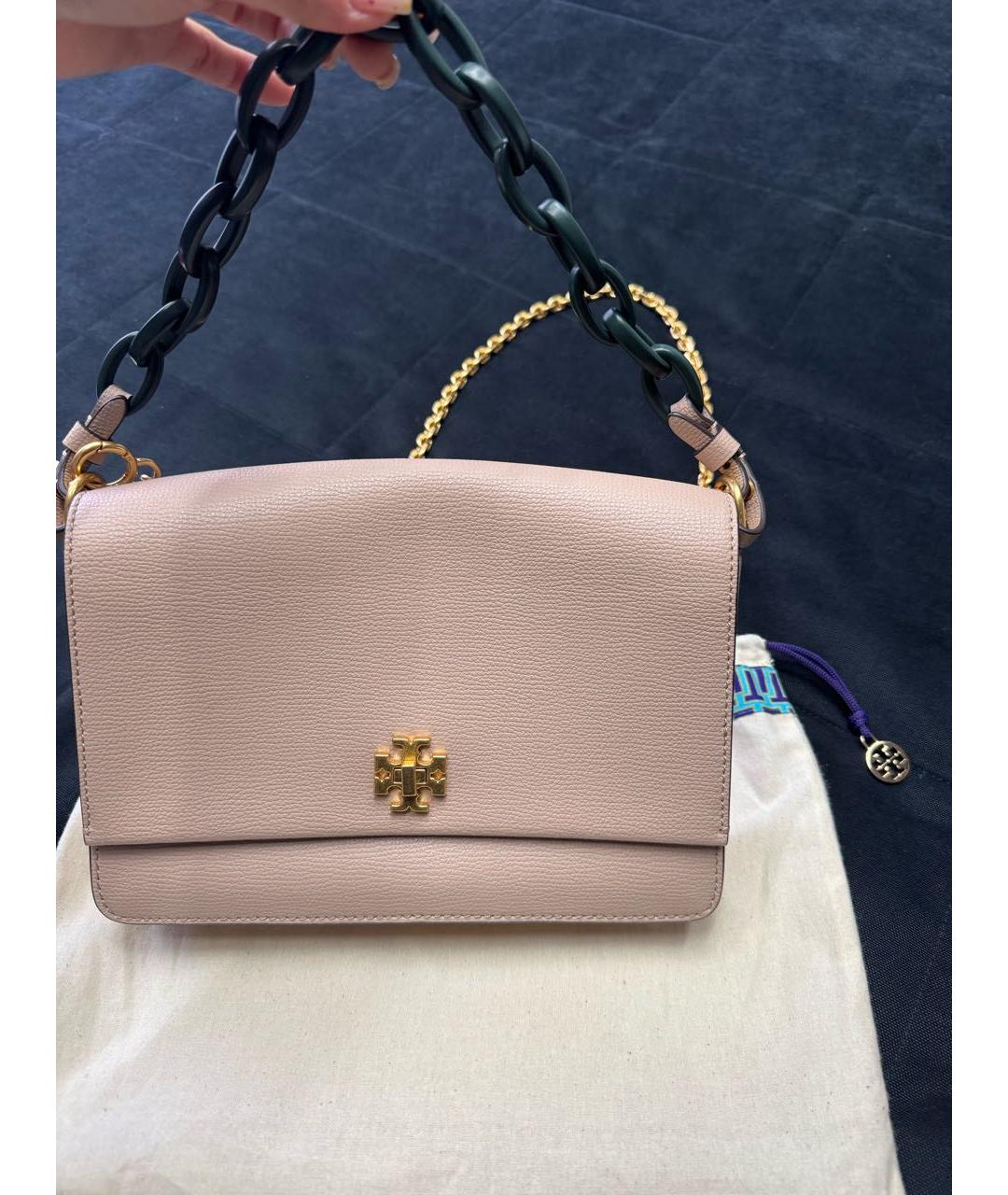 TORY BURCH Розовая кожаная сумка с короткими ручками, фото 5