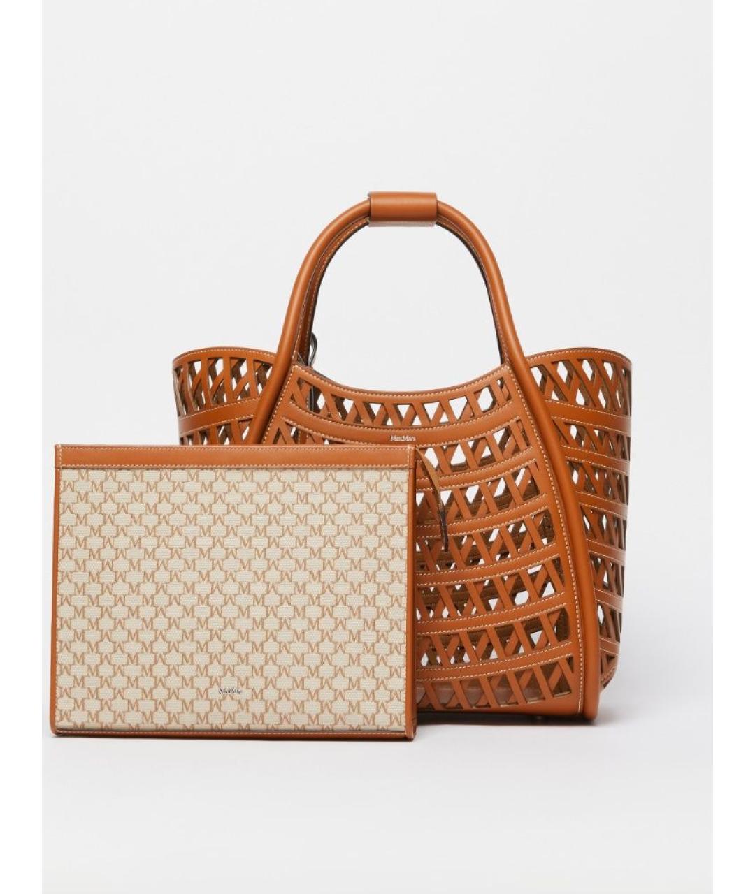 MAX MARA Коричневая кожаная сумка тоут, фото 4