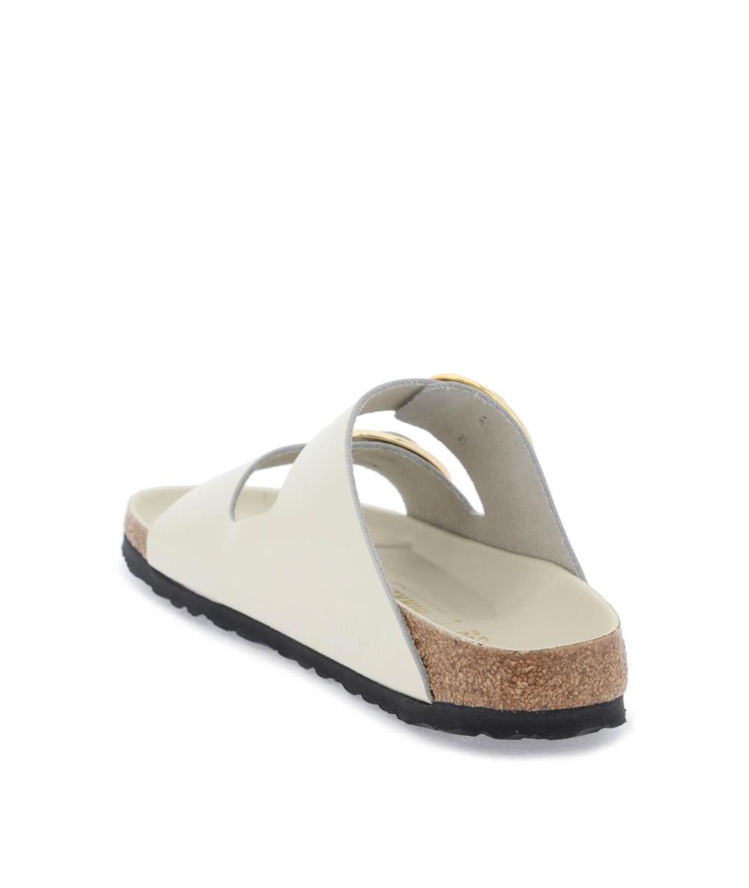 BIRKENSTOCK Бежевые кожаные шлепанцы, фото 4