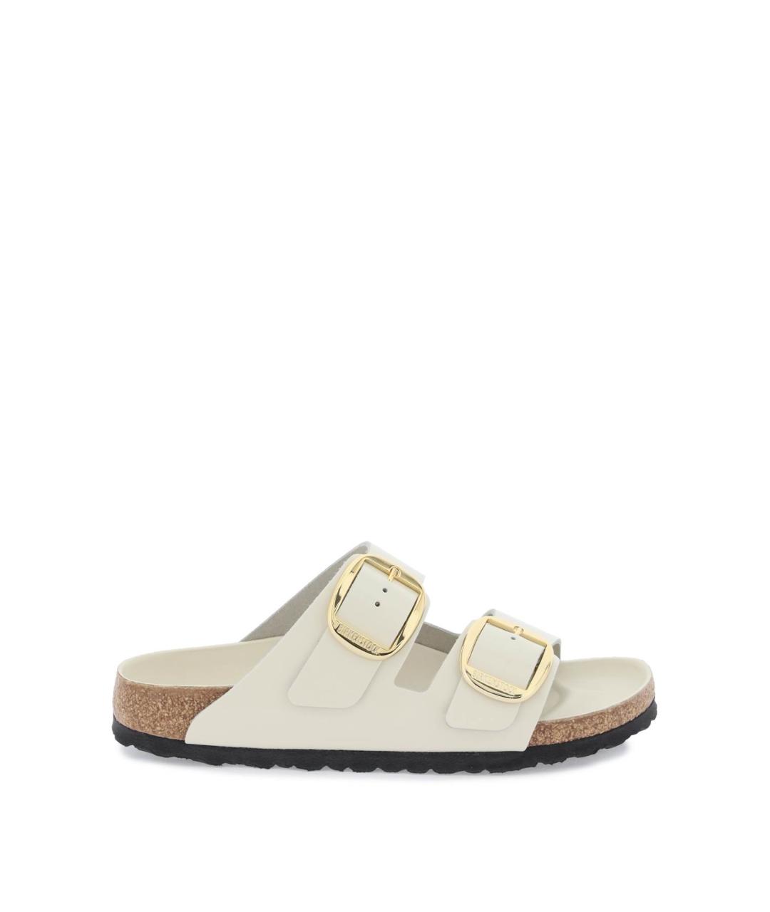 BIRKENSTOCK Бежевые кожаные шлепанцы, фото 2