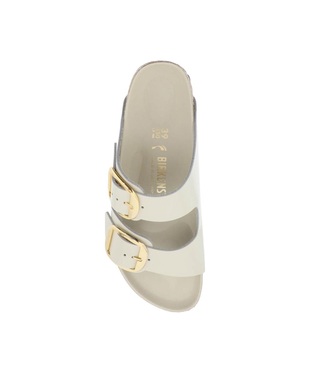 BIRKENSTOCK Бежевые кожаные шлепанцы, фото 3