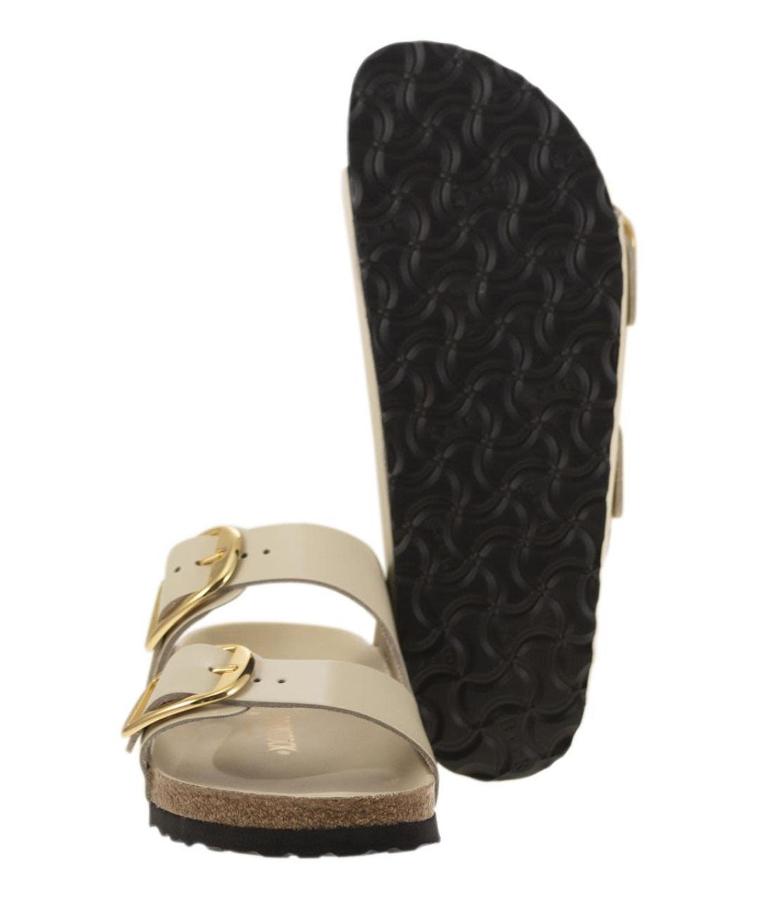 BIRKENSTOCK Бежевые кожаные шлепанцы, фото 5