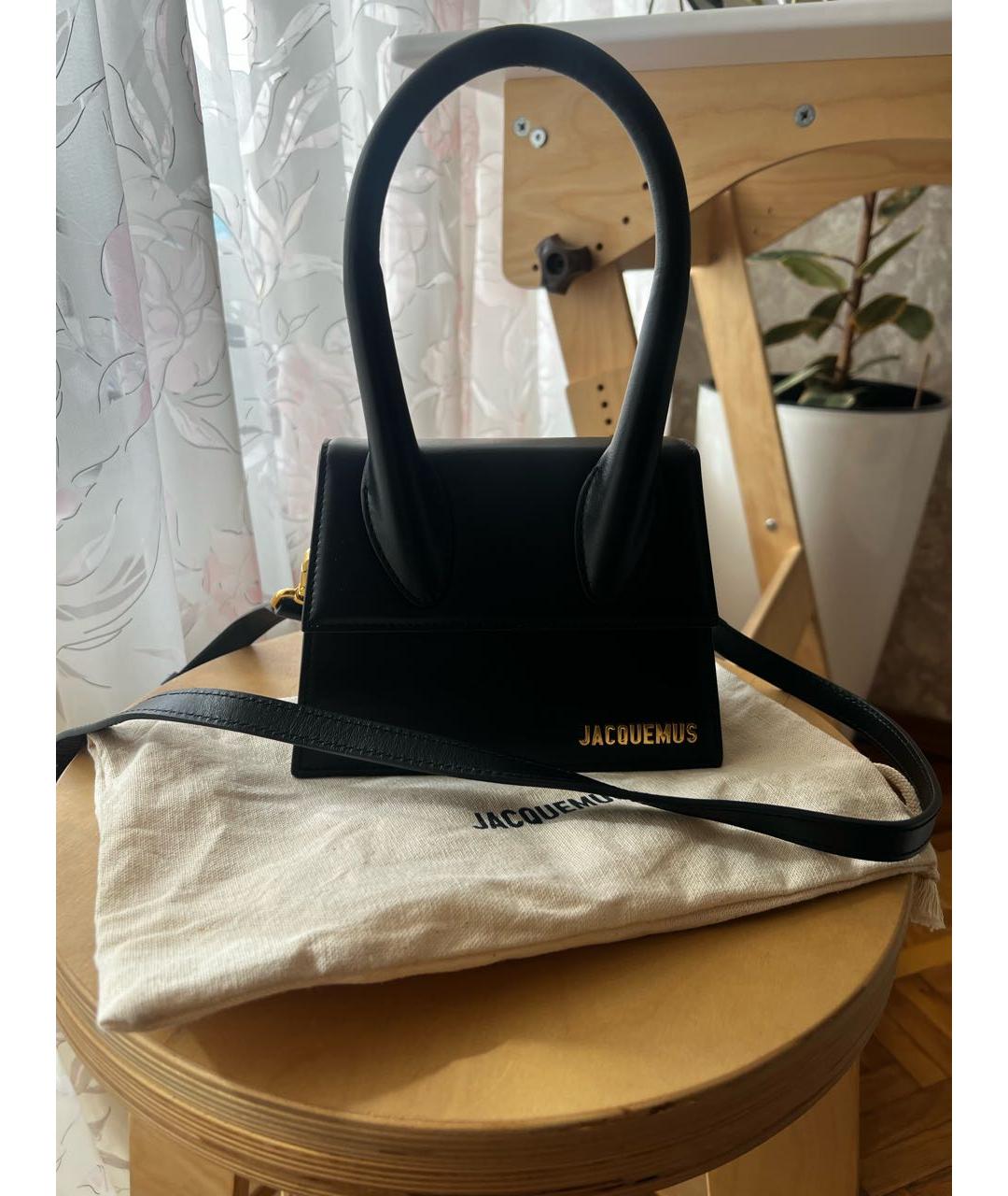 JACQUEMUS Черная кожаная сумка с короткими ручками, фото 3