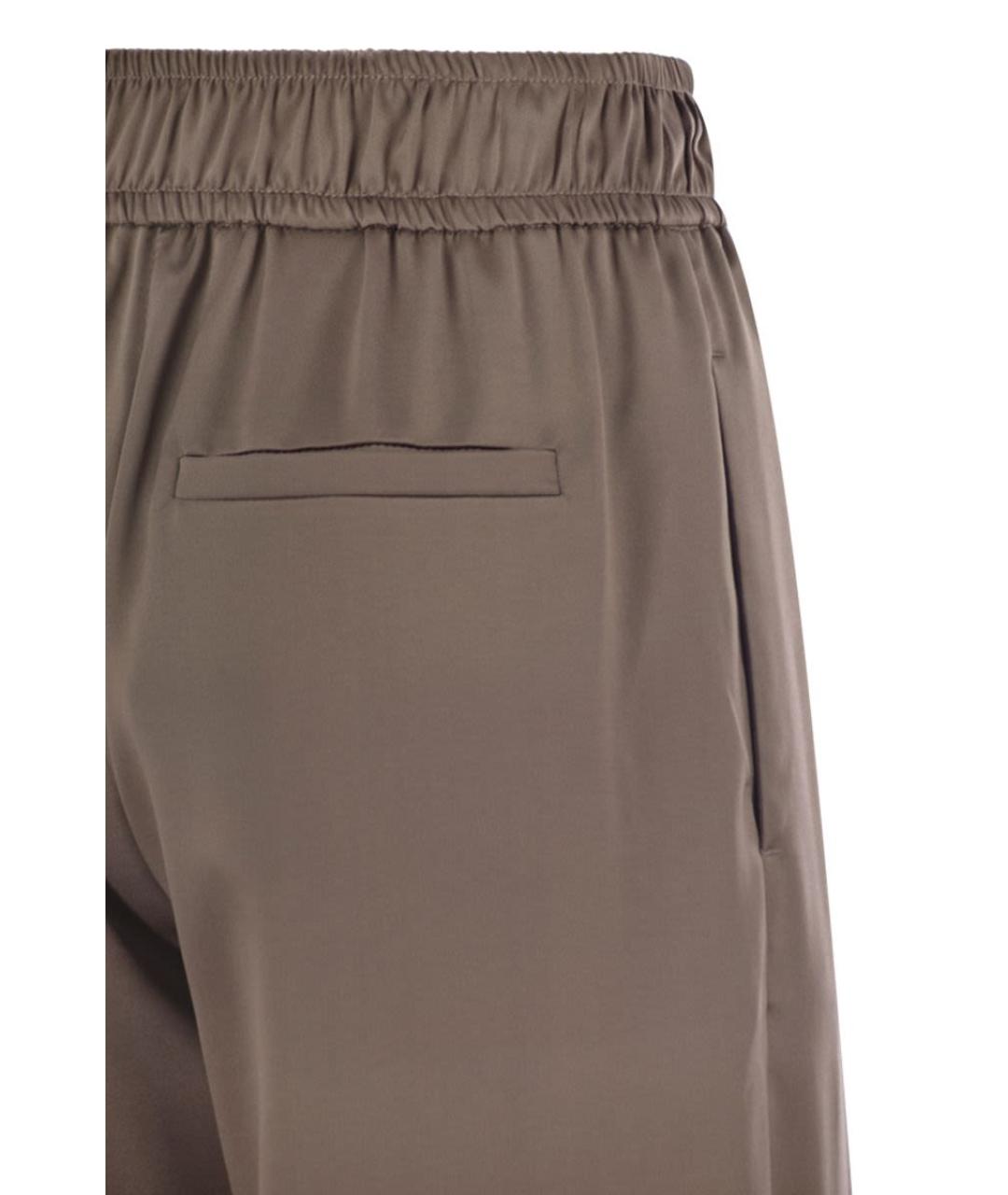 BRUNELLO CUCINELLI Коричневые шелковые прямые брюки, фото 4