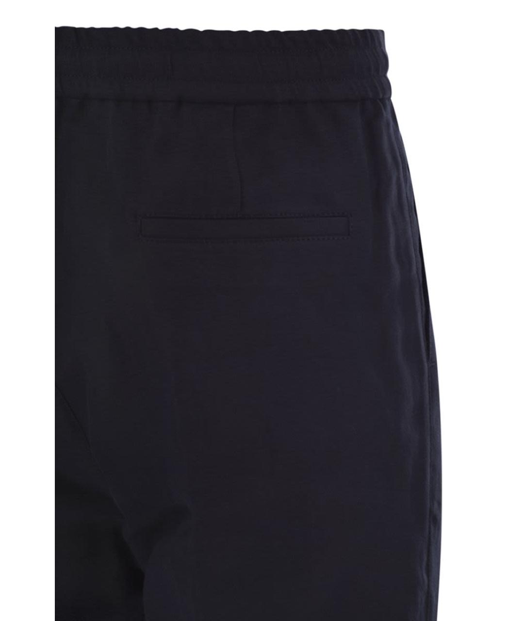 BRUNELLO CUCINELLI Темно-синие льняные повседневные брюки, фото 4