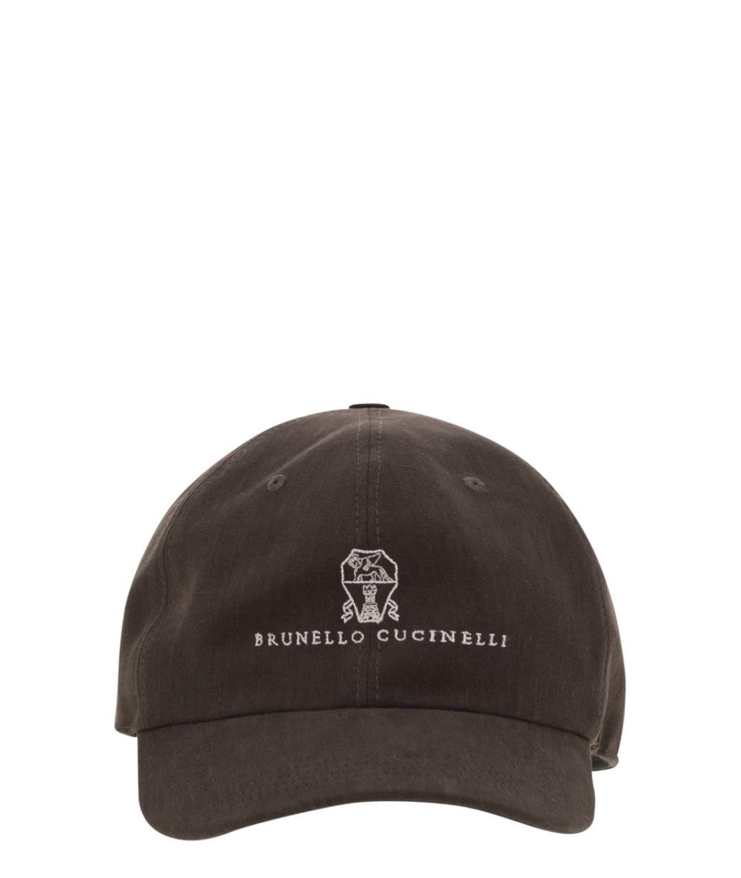 BRUNELLO CUCINELLI Коричневая льняная кепка/бейсболка, фото 1