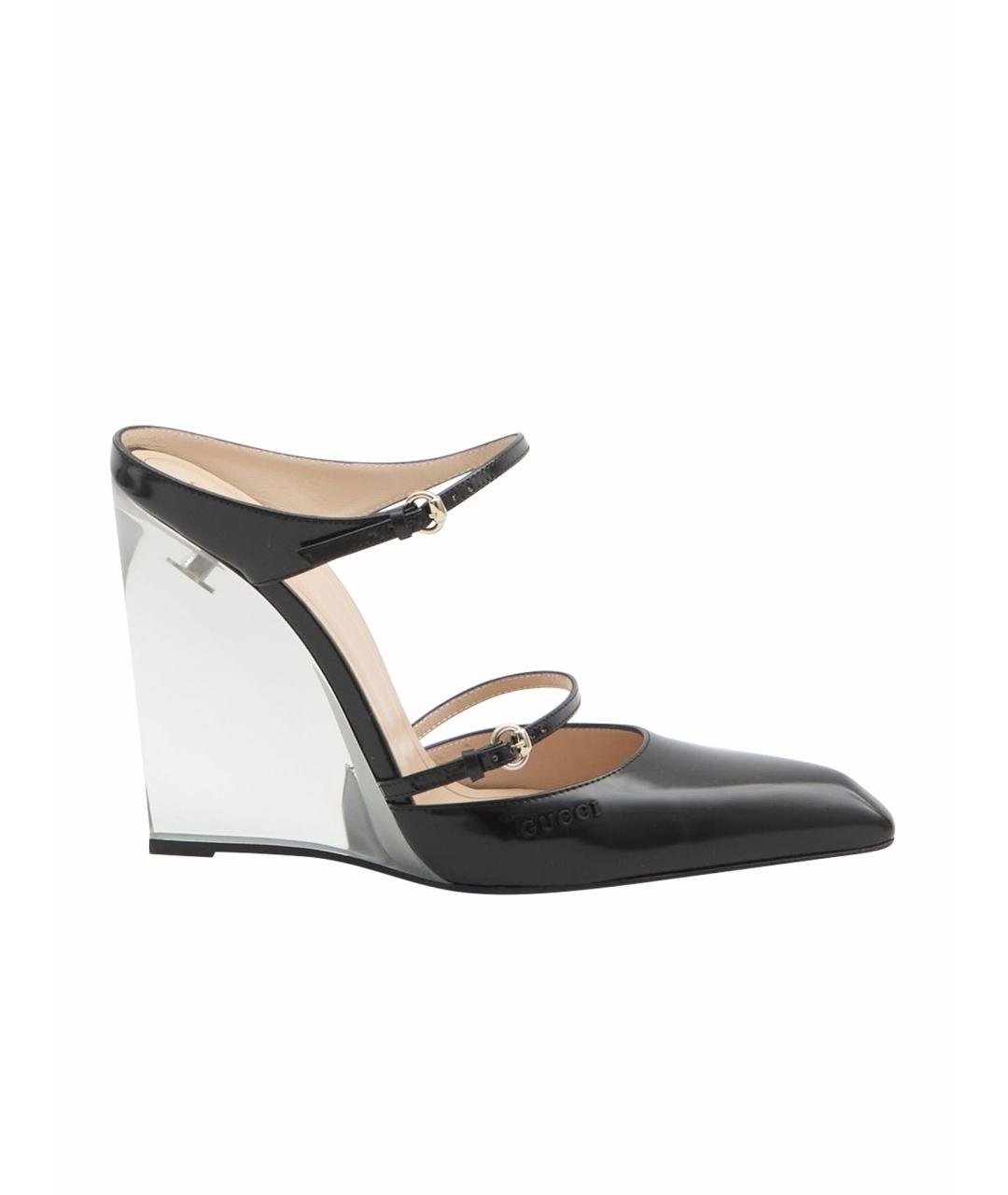 GUCCI Черные кожаные мюли, фото 1