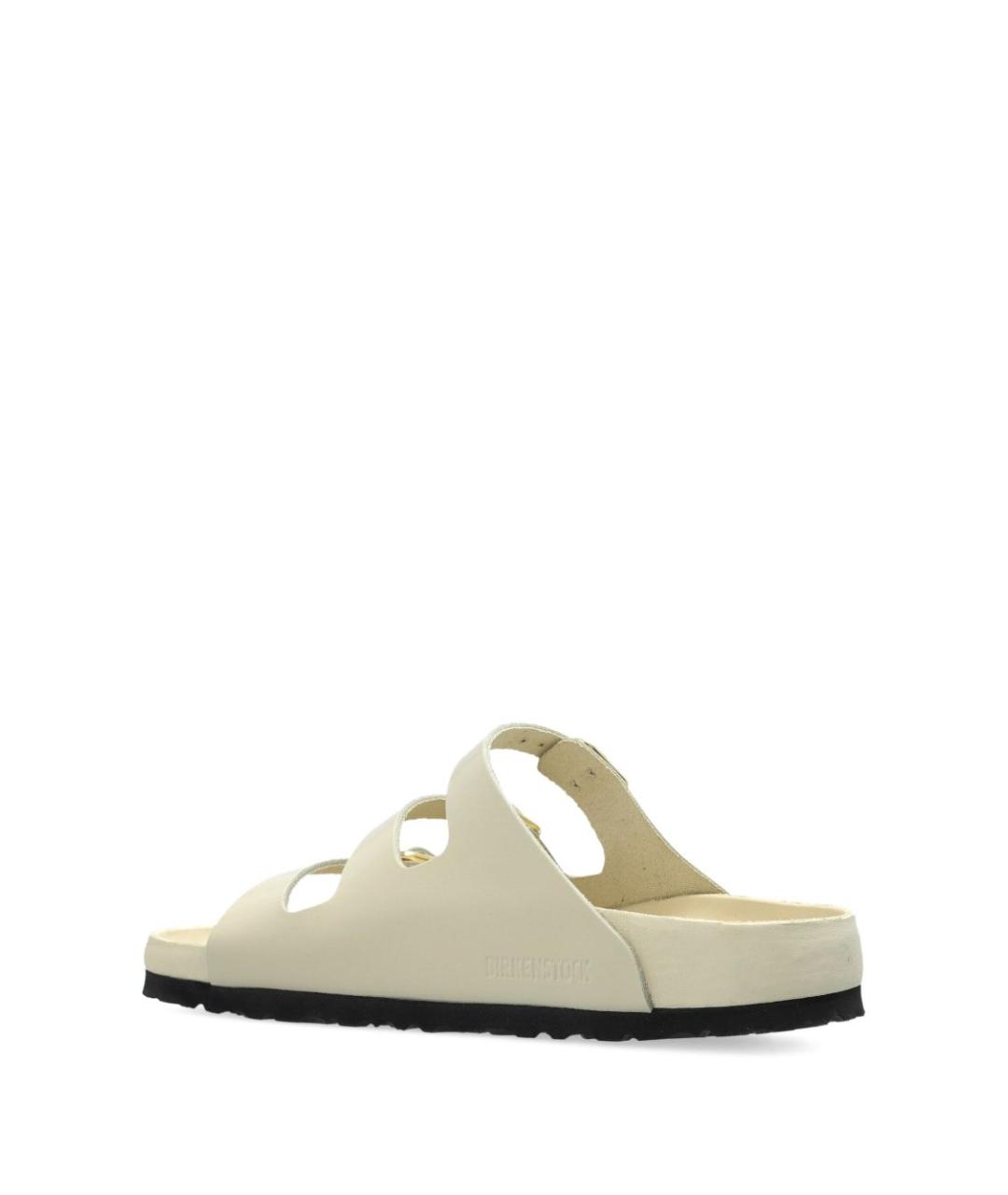 BIRKENSTOCK Бежевые кожаные шлепанцы, фото 4