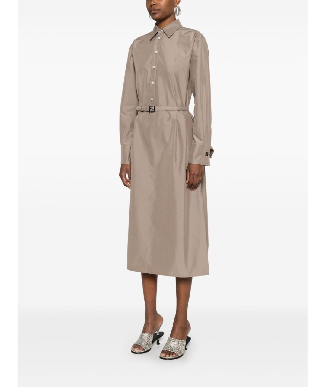 FENDI Бежевое хлопковое повседневное платье, фото 3