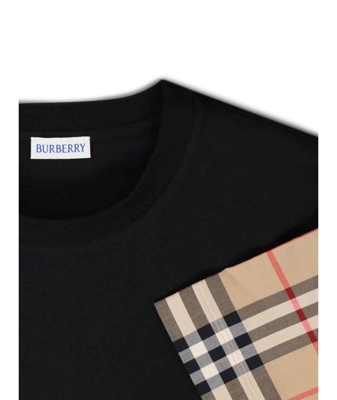 BURBERRY Черная хлопковая футболка, фото 3
