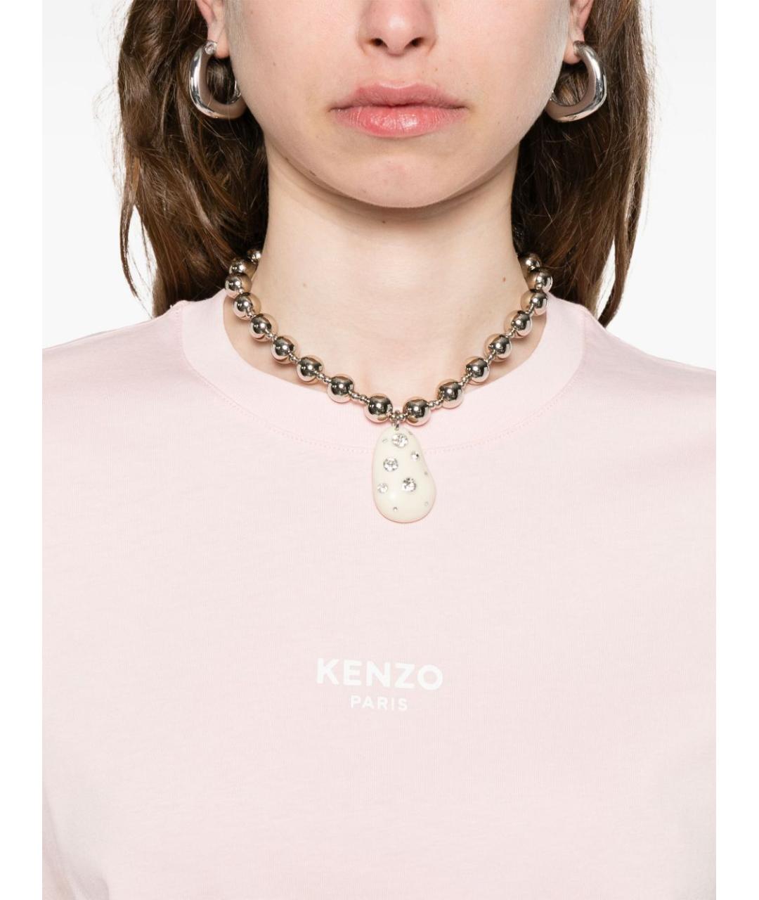 KENZO Розовая хлопковая футболка, фото 4