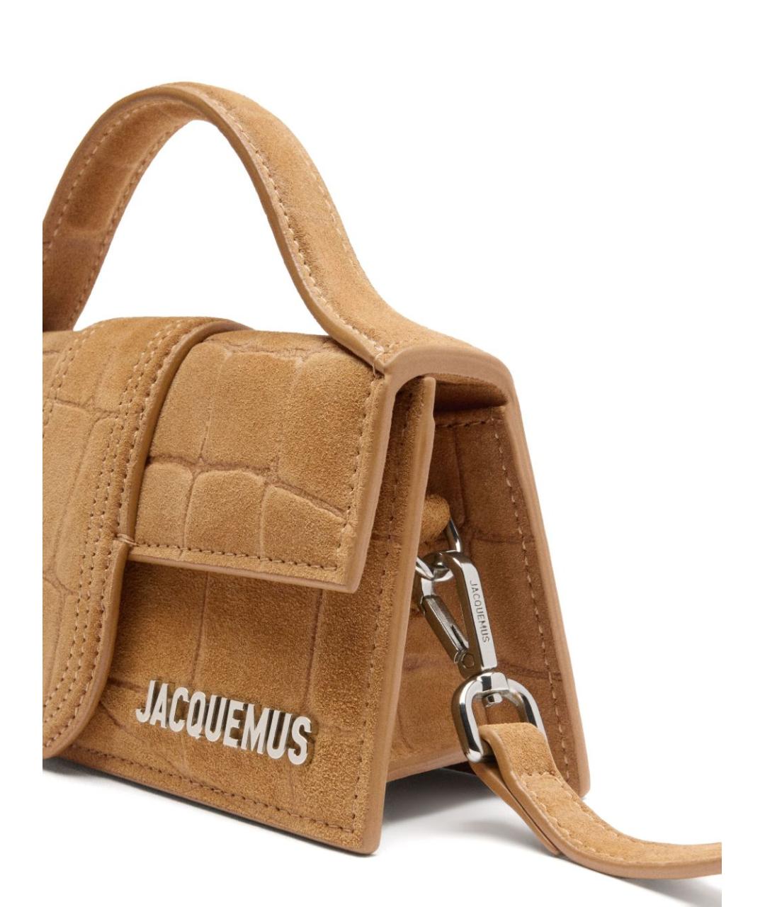 JACQUEMUS Бежевая замшевая сумка с короткими ручками, фото 4