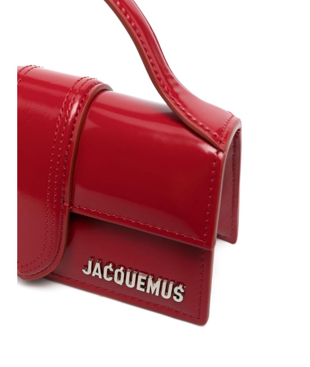 JACQUEMUS Красная сумка с короткими ручками из лакированной кожи, фото 5