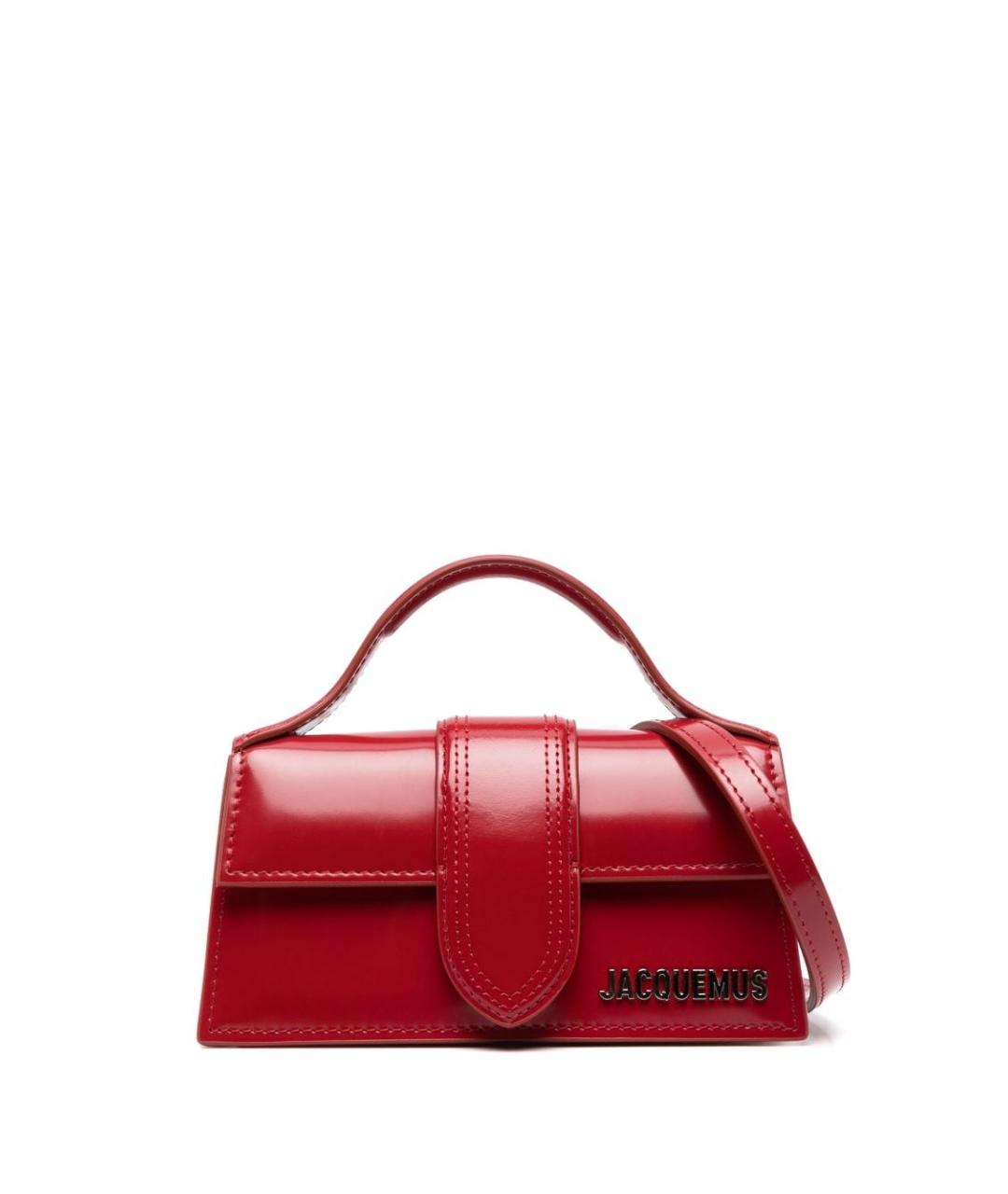 JACQUEMUS Красная сумка с короткими ручками из лакированной кожи, фото 1