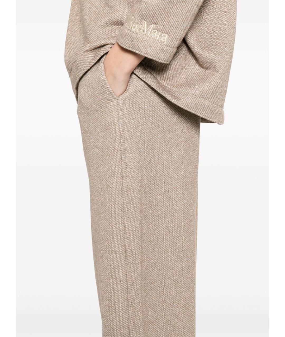 MAX MARA Бежевые хлопковые прямые брюки, фото 2