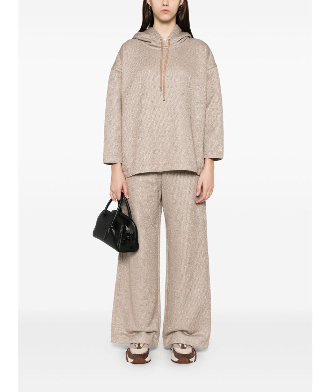 MAX MARA Бежевые хлопковые прямые брюки, фото 3