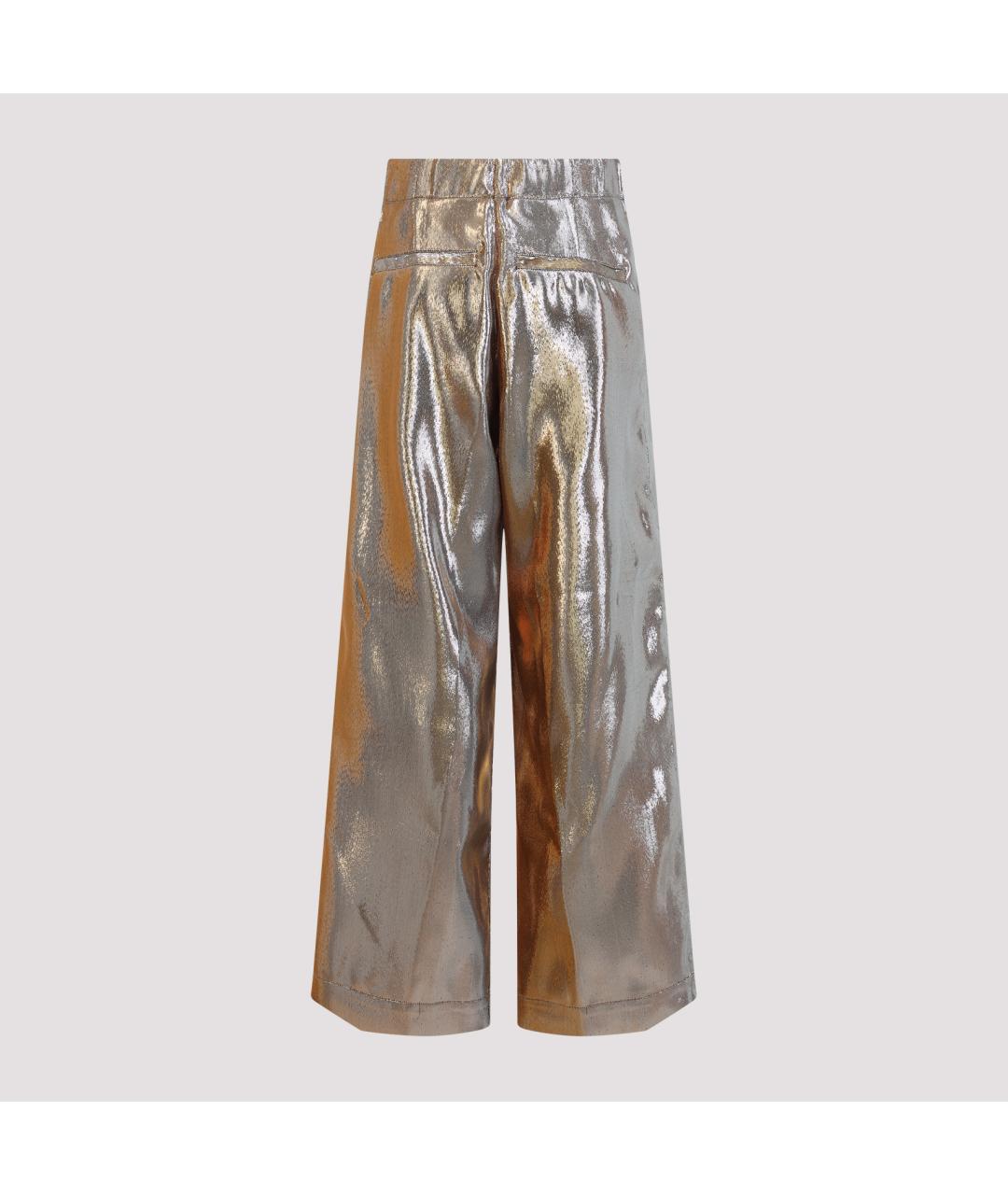 DRIES VAN NOTEN Золотые полиэстеровые повседневные брюки, фото 3