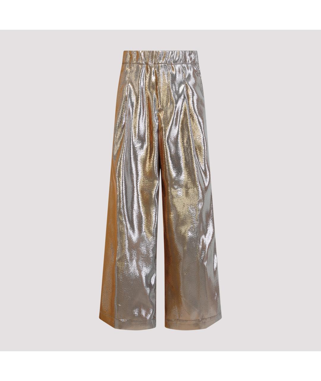 DRIES VAN NOTEN Золотые полиэстеровые повседневные брюки, фото 2