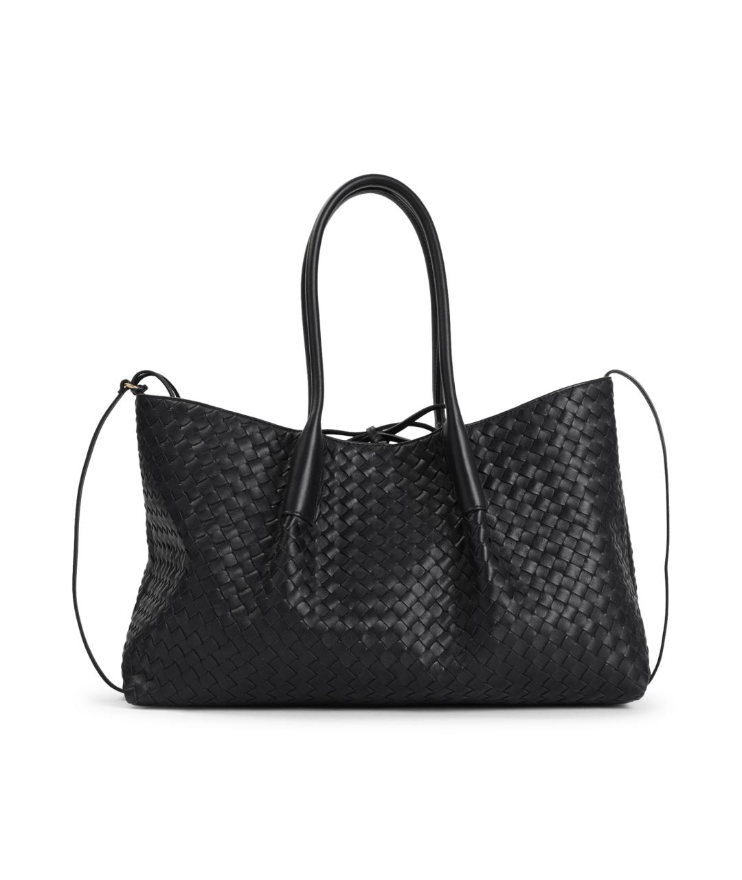 BOTTEGA VENETA Черная кожаная сумка тоут, фото 1