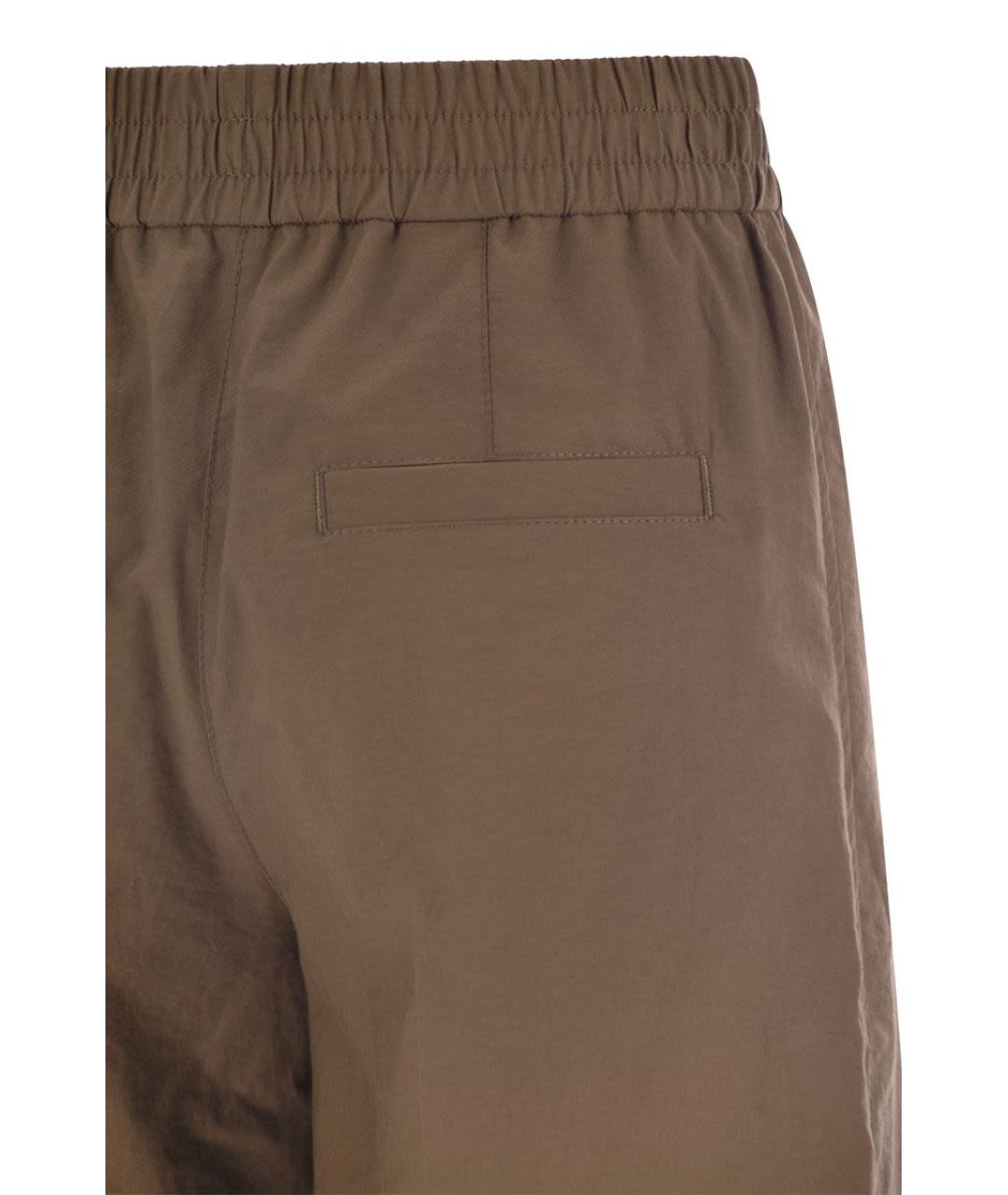 BRUNELLO CUCINELLI Коричневые хлопковые прямые брюки, фото 4