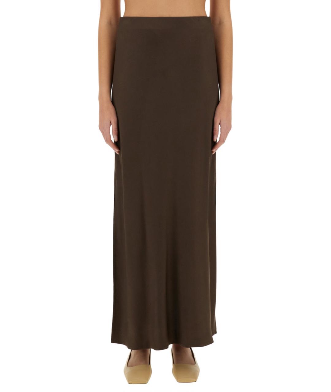 BRUNELLO CUCINELLI Коричневая ацетатная юбка макси, фото 1
