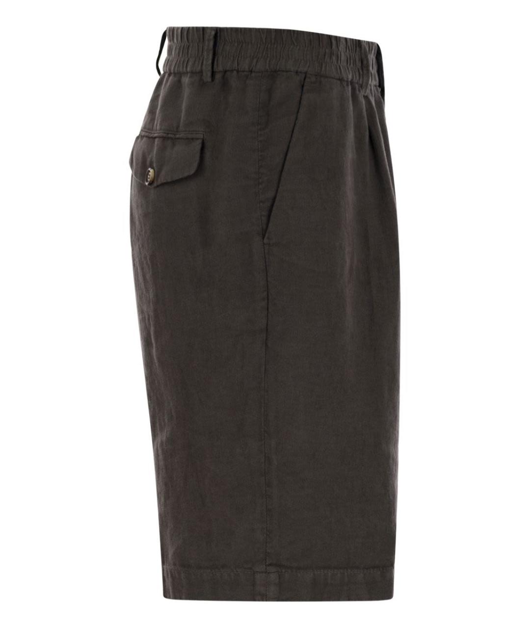 BRUNELLO CUCINELLI Коричневые льняные повседневные брюки, фото 3