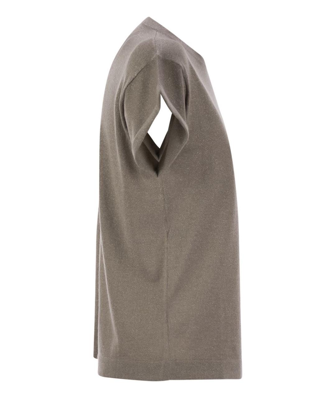 BRUNELLO CUCINELLI Коричневая кашемировая футболка, фото 3