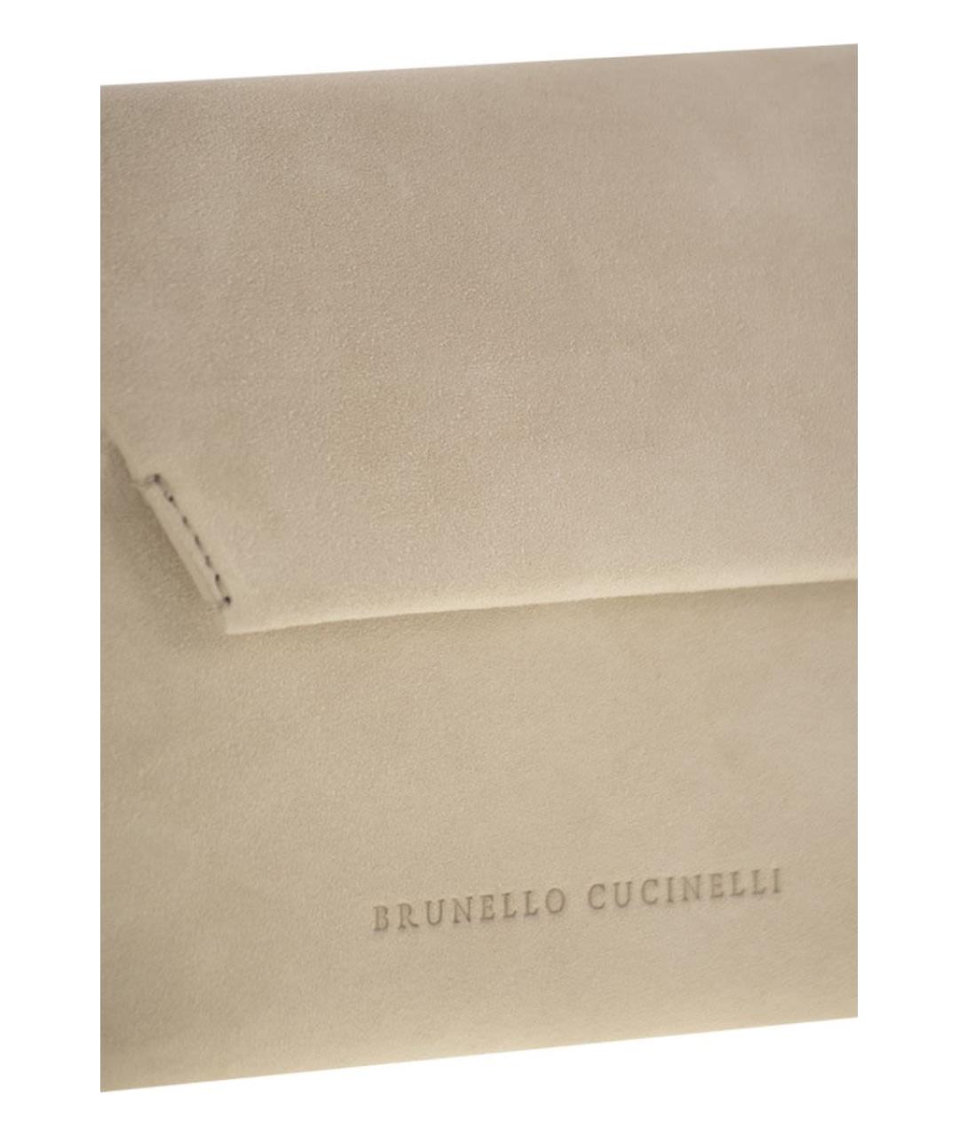 BRUNELLO CUCINELLI Бежевая замшевая сумка через плечо, фото 5