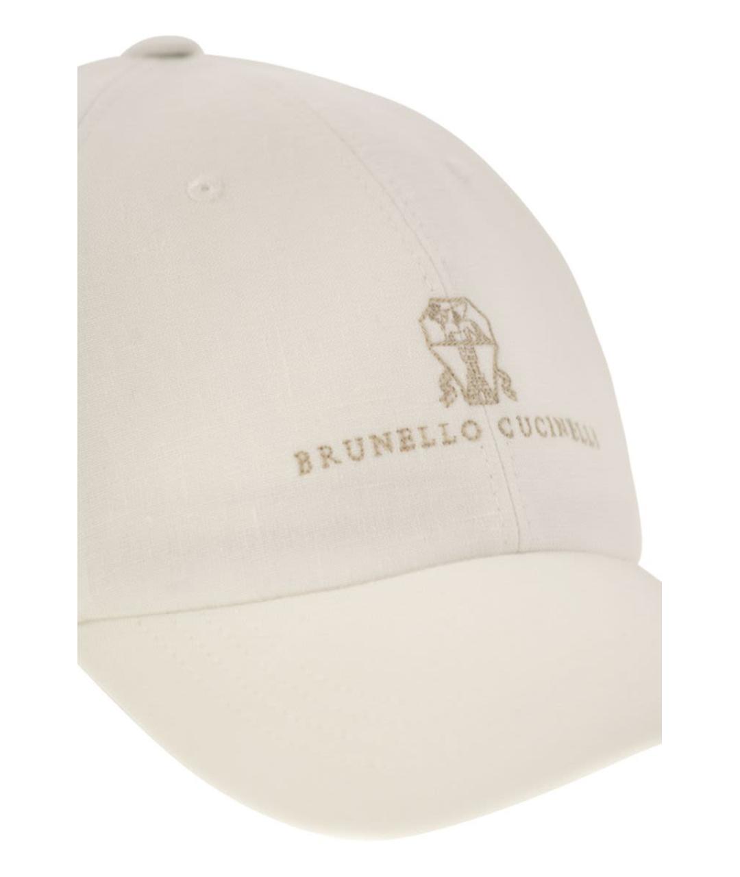 BRUNELLO CUCINELLI Бежевая льняная кепка/бейсболка, фото 4