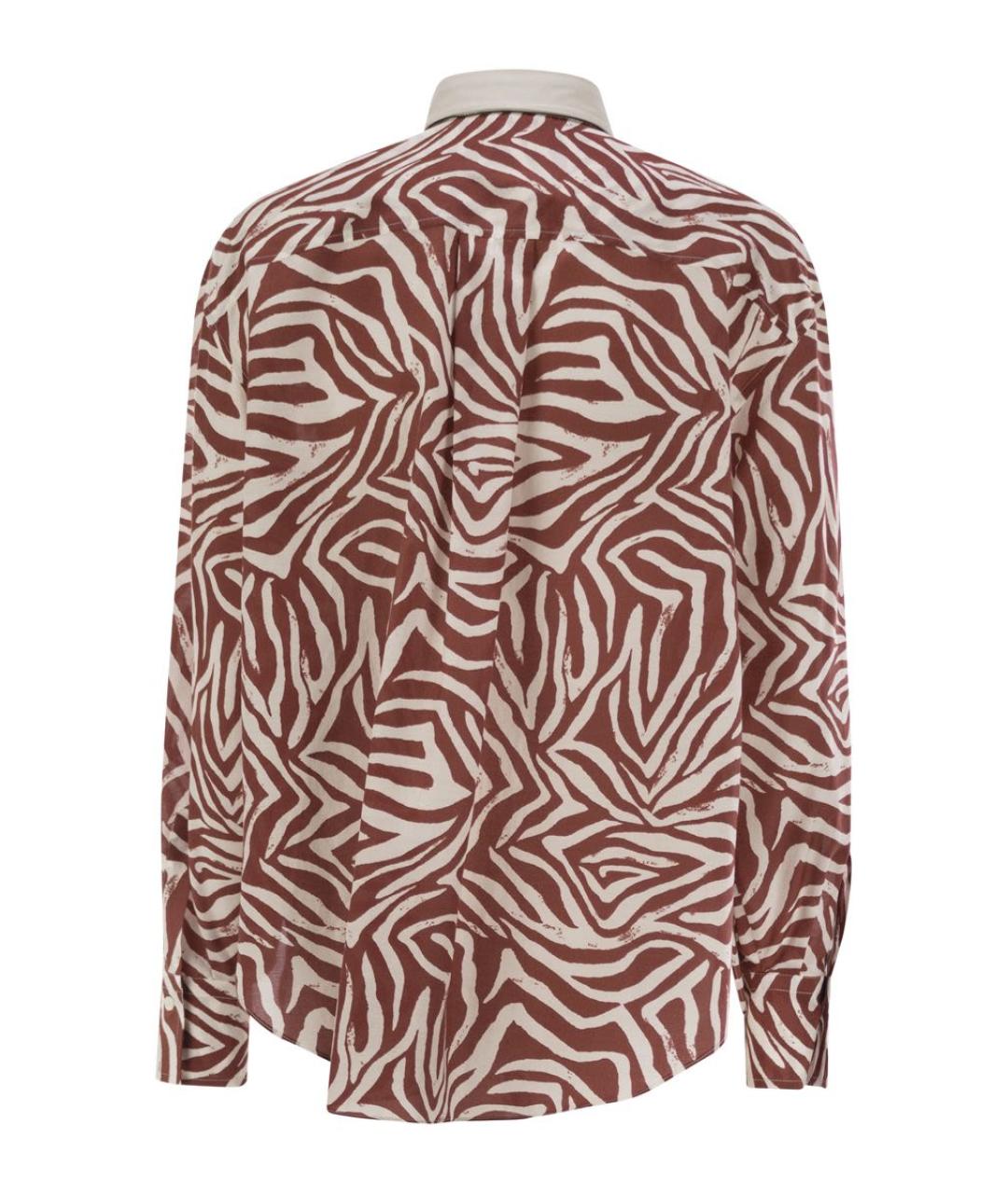 BRUNELLO CUCINELLI Коричневая хлопковая рубашка, фото 2