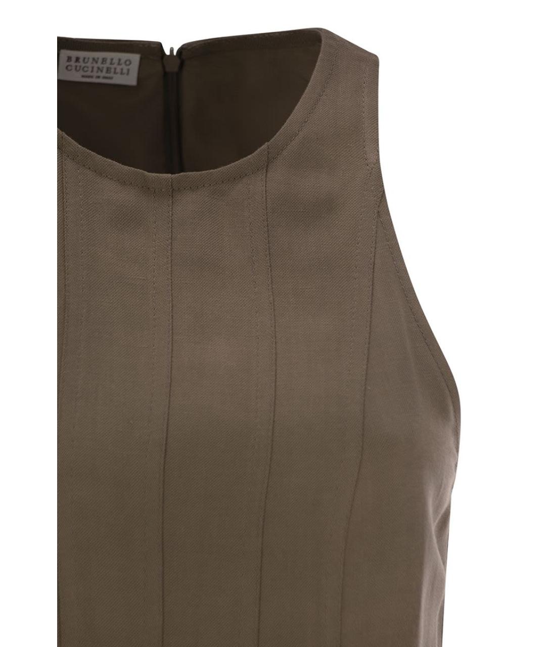BRUNELLO CUCINELLI Коричневое вискозное повседневное платье, фото 4