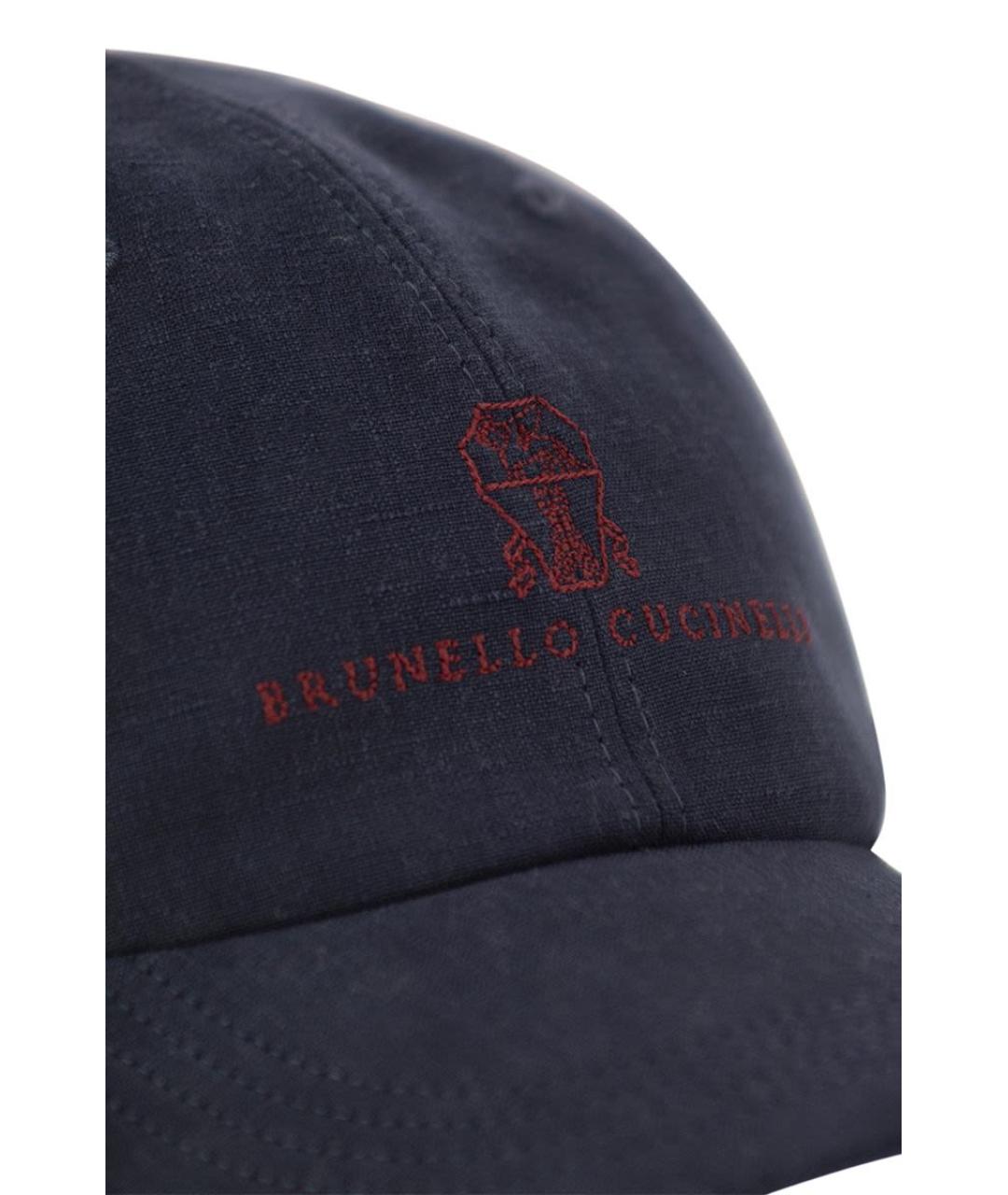 BRUNELLO CUCINELLI Темно-синяя льняная кепка/бейсболка, фото 4