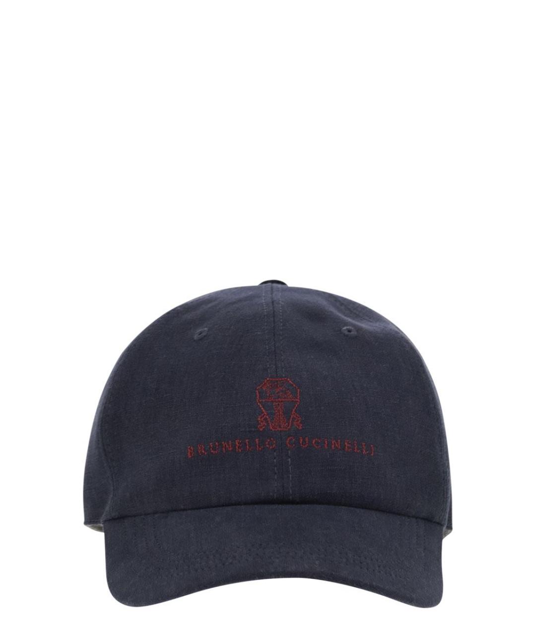 BRUNELLO CUCINELLI Темно-синяя льняная кепка/бейсболка, фото 1
