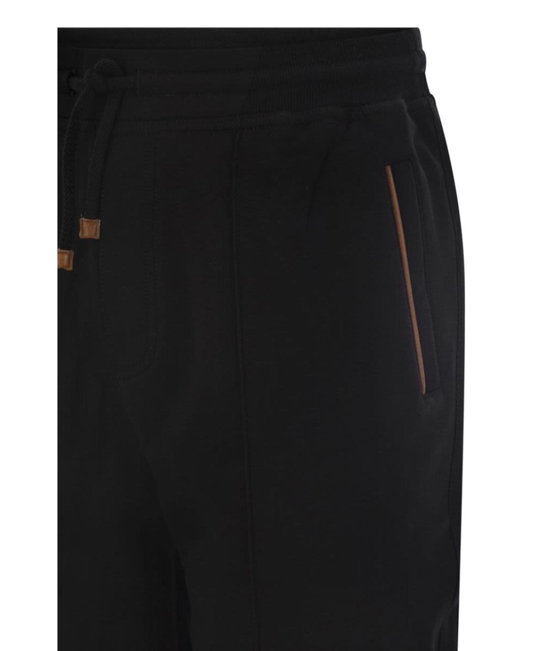 BRUNELLO CUCINELLI Черные хлопковые повседневные брюки, фото 4