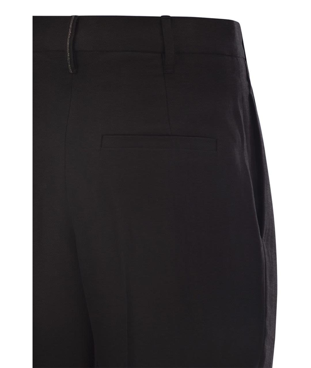 BRUNELLO CUCINELLI Черные вискозные прямые брюки, фото 4