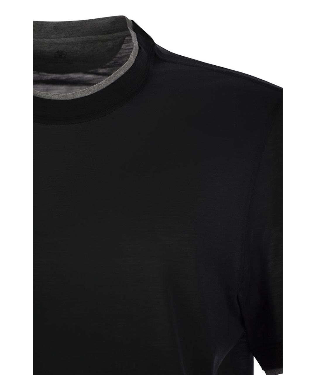 BRUNELLO CUCINELLI Черная вискозная футболка, фото 4